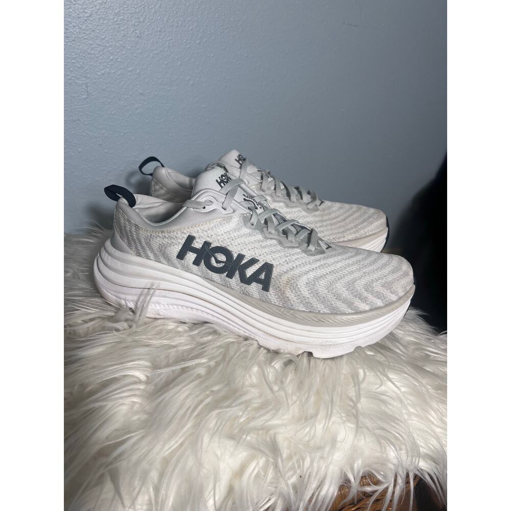 Hoka ONE ONE Gaviota 5 Men’s 9.5 2E Wide White Gray Grey Cushion Running Shoe